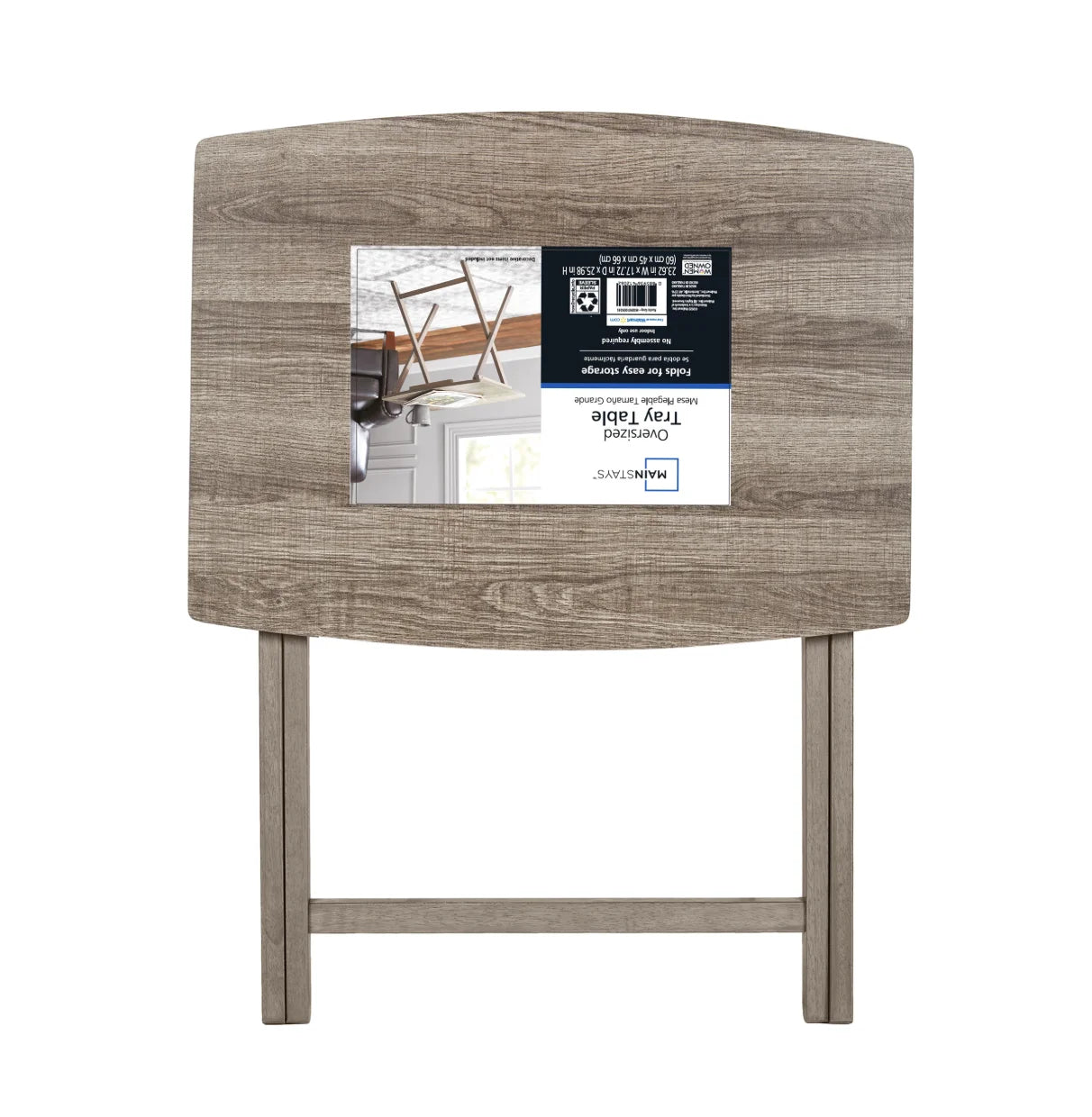 (2 Pack) XL Oversized Rubberwood Folding TV Tray Table, Rustic Gray