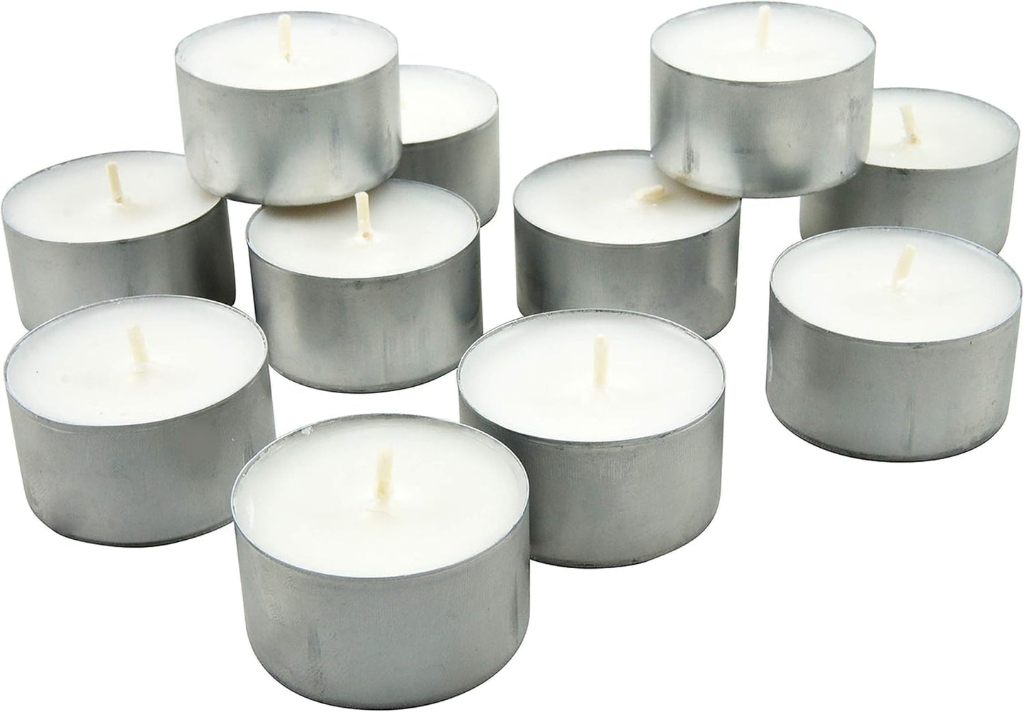 White Unscented Smokeless Long Burning Tea Light Candles with 8 Hour Burn Time, 200 Count