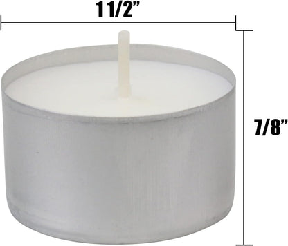 White Unscented Smokeless Long Burning Tea Light Candles with 8 Hour Burn Time, 200 Count