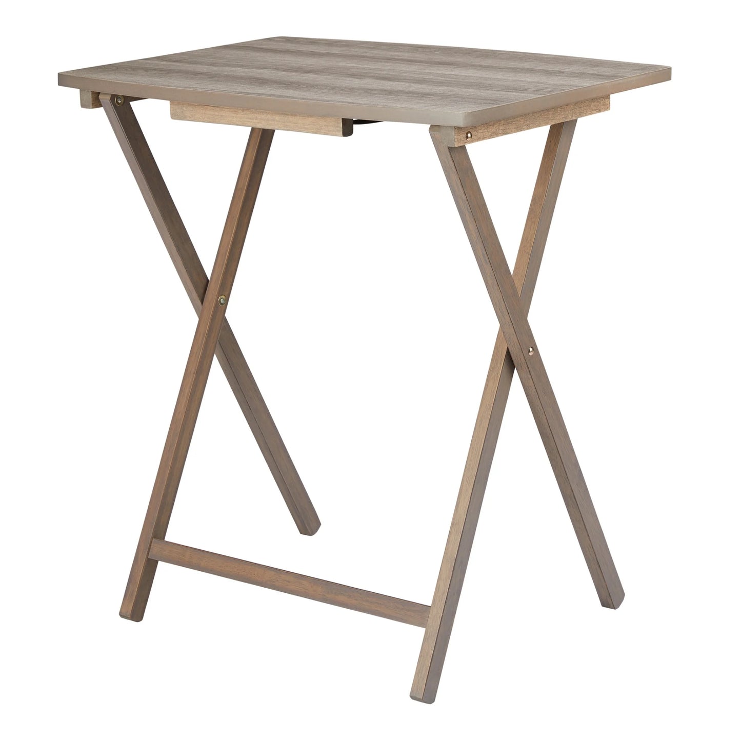 (2 Pack)  XL Oversized Rubberwood Folding TV Tray Table, Rustic Gray