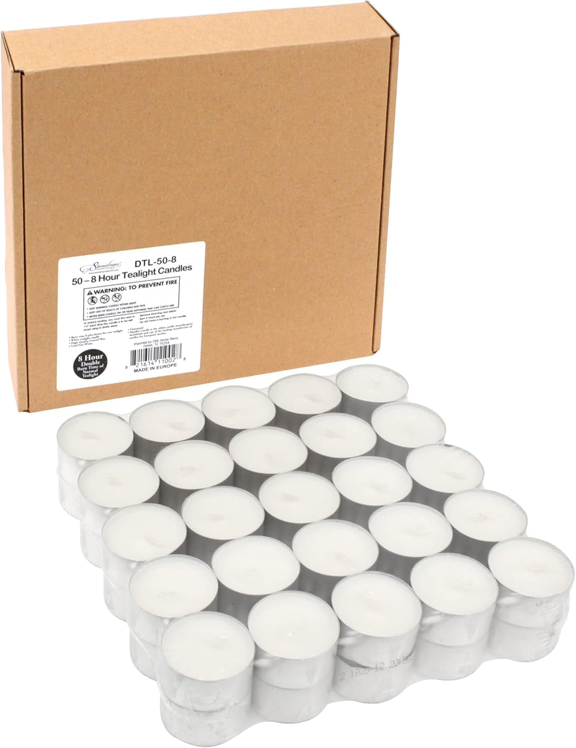 White Unscented Smokeless Long Burning Tea Light Candles with 8 Hour Burn Time, 200 Count